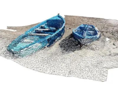 Boats on the sand 3D model