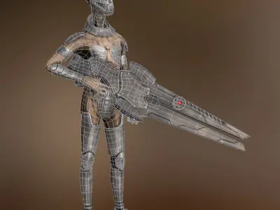 Customizable Low Poly Alien Soldier Low-poly 3D model