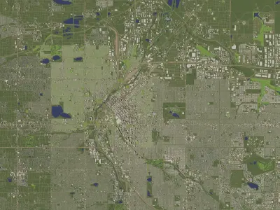 Denver USA in 20 km x 20 km - city and urban 3D model
