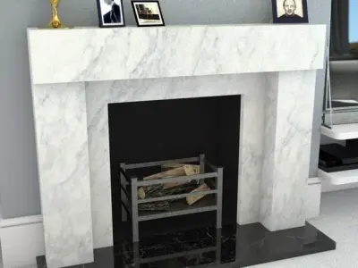 marble fireplace Low-poly 3D model