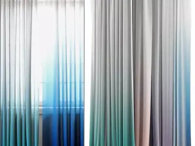 Curtains 129 Pottery Barn Teen Ombre Sheer Curtain 3D model