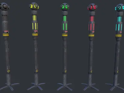 Sci-Fi Lightning Pole Device Low-poly 3D model