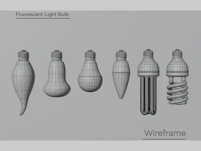Fluorescent Light Bulb 3d model set 3D model