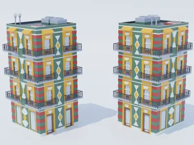 14 Pack Italian Buildings Low-Poly Low-poly 3D model