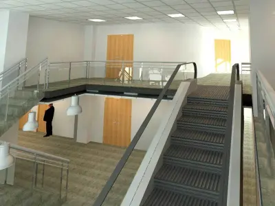 Parametric Two Level Based Escalator Revit Family 3D model