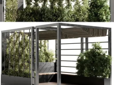 Landscape Furniture with Pergola and Roof garden 09 3D model