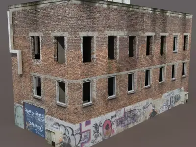 Old Factory Ruin Low Poly 137 3D model
