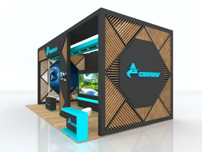 Exhibition Stand Booth Stall 10x6m Height 500cm 3 Side Open 3D model
