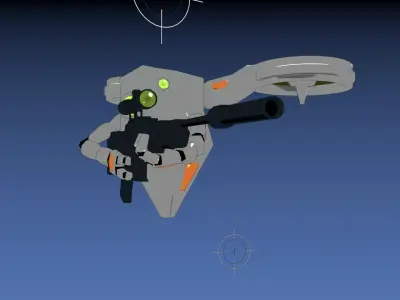 Sniper Grey Drone Robot  Low-poly 3D model