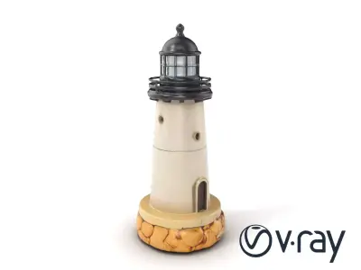 Cracked Stone Lighthouse Architectural model pack Low-poly 3D model