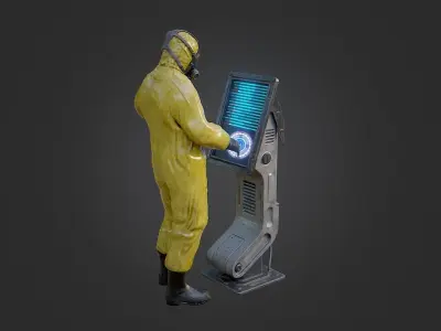 Sci Fi Lab Main Console Low-poly 3D model