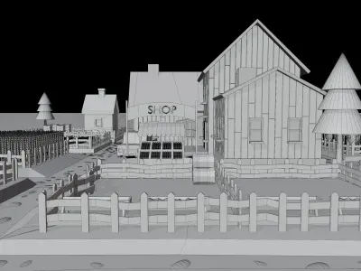 3d isometric lowpoly farmstead Low-poly 3D model