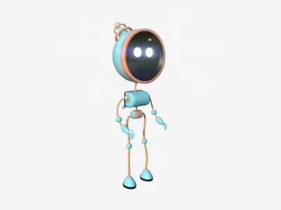 Cute Robot D01 Orange Blue - SciFi Character Design Low-poly 3D model