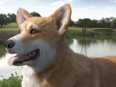  Pembroke Welsh Corgi Dog Standing Pose Fur 