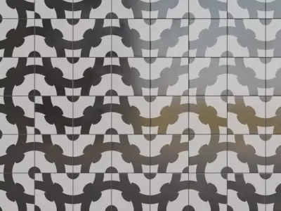 Modern Glossy Black and White Interlocking Graphic Tiles PBR  Texture