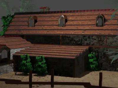village old house low poly Low-poly 3D model