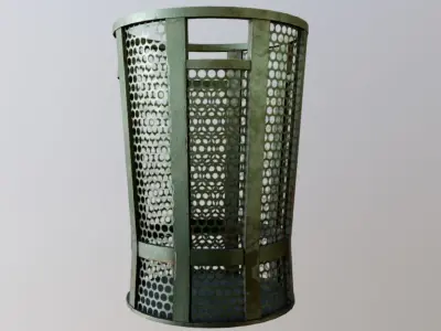 Trash metal can with holes in it Low-poly 3D model