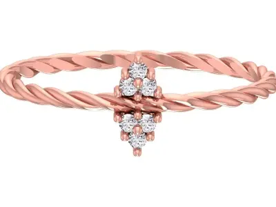 Solitaire Women Light Weight Twisted Band Ring 3D print model