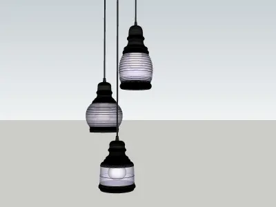 USMJQVZ Industrial 3 Light Pendant Lamp Brown Glass Chandelier 3D model