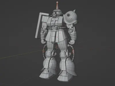 MS-06 Zaku II with rig Low-poly 3D model
