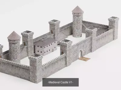 3 Medieval Castles Collection - Stone Fortresses 3D Model Pack