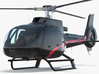  Airbus H130 Panoramic Cabin Helicopter Black with Interior 
