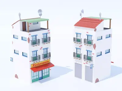 Italian Building number 6 Lowpoly Low-poly 3D model
