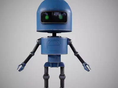 A low-poly 3D modelof a  blue Robot Low-poly 3D model