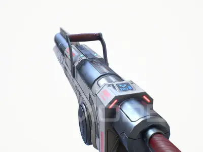 Heavy Laser Gun PBR Low-poly 3D model