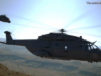  Military Utility Helicopter Olive Green with Interior 