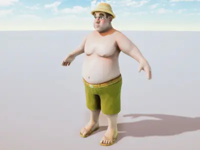 Stylized Character Tourist Rigged with Shape Keys Extra Texture Low-poly 3D model
