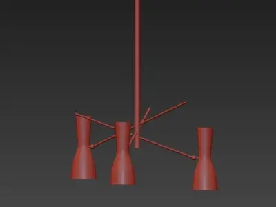 Wormhole three light chandelier in brushed nickel 3D model
