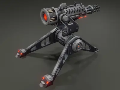 Stylized turret Low-poly 3D model