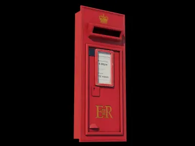 Red post office box Low-poly 3D model