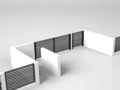 Gate with fence 3D model