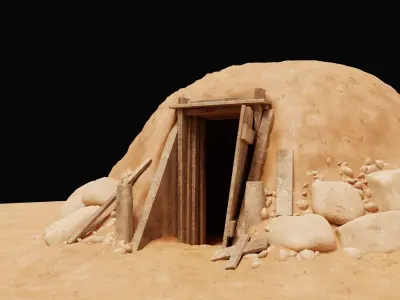 MUD CLAY DESERT EGYPTIAN ARAB HOUSE HUT SHELTER COLLECTION Low-poly 3D model