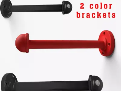 Industrial Pipe Floating Shelf Bracket 2 color 3D model