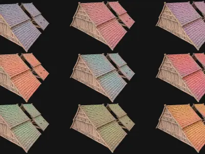 Medieval Tile Roof  Constructor Low-poly 3D model