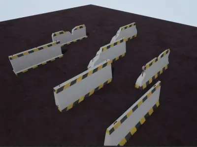 Barricade set of barriers Low-poly 3D model