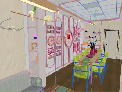 Complete scene of lounge Party member activity room 3D model