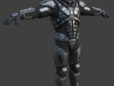 Futuristic Heavy Armored Spacesuit 3D Model 3D model