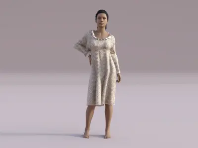 Night Gown Low-poly 3D model