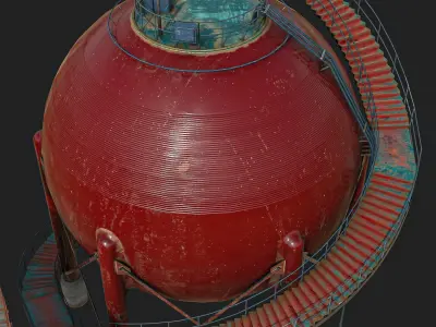 Large Round Oil Silos Low-poly 3D model