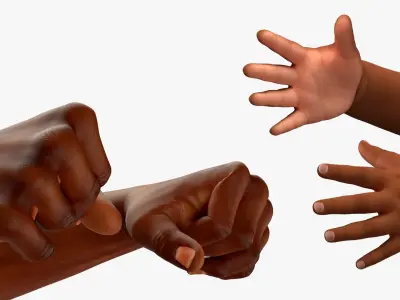  Afro American Man and Baby Hands Rigged for Maya Collection 