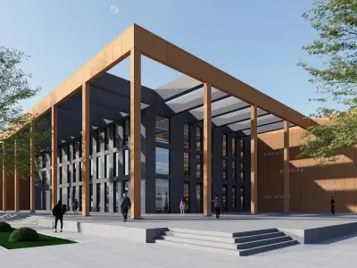 realistic university Low-poly 3D model