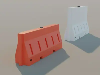 Plastic Jersey Barriers 2 - Traffic Barrier Low-poly 3D model