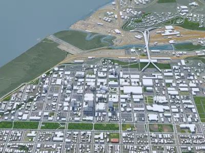 Anchorage Downtown in Alaska USA Low-poly 3D model