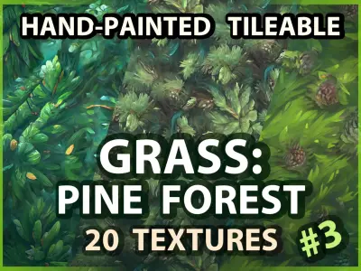 Grass Pine Forest Floor --20 TEXTURES-- Hand-painted --PACK 3--- Texture