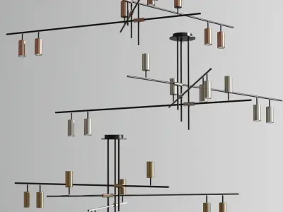 Minimalist Designer Chandelier Swivel Shades 3D model
