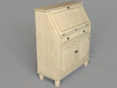 Two Door One Drawer Drop Lid Cabinet With Power 3D model